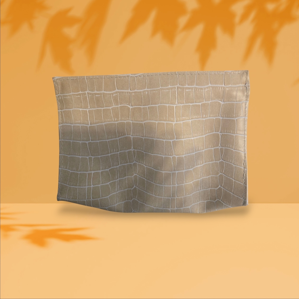 Crocodile Embossed Tan Clutch